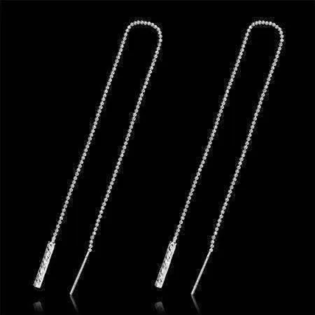 Edgy Diamond Cut Bars Silver Thread Earrings