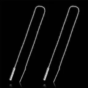 Edgy Diamond Cut Bars Silver Thread Earrings