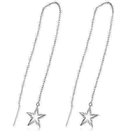 Edgy Diamond Cut Starburst Silver Thread Earrings