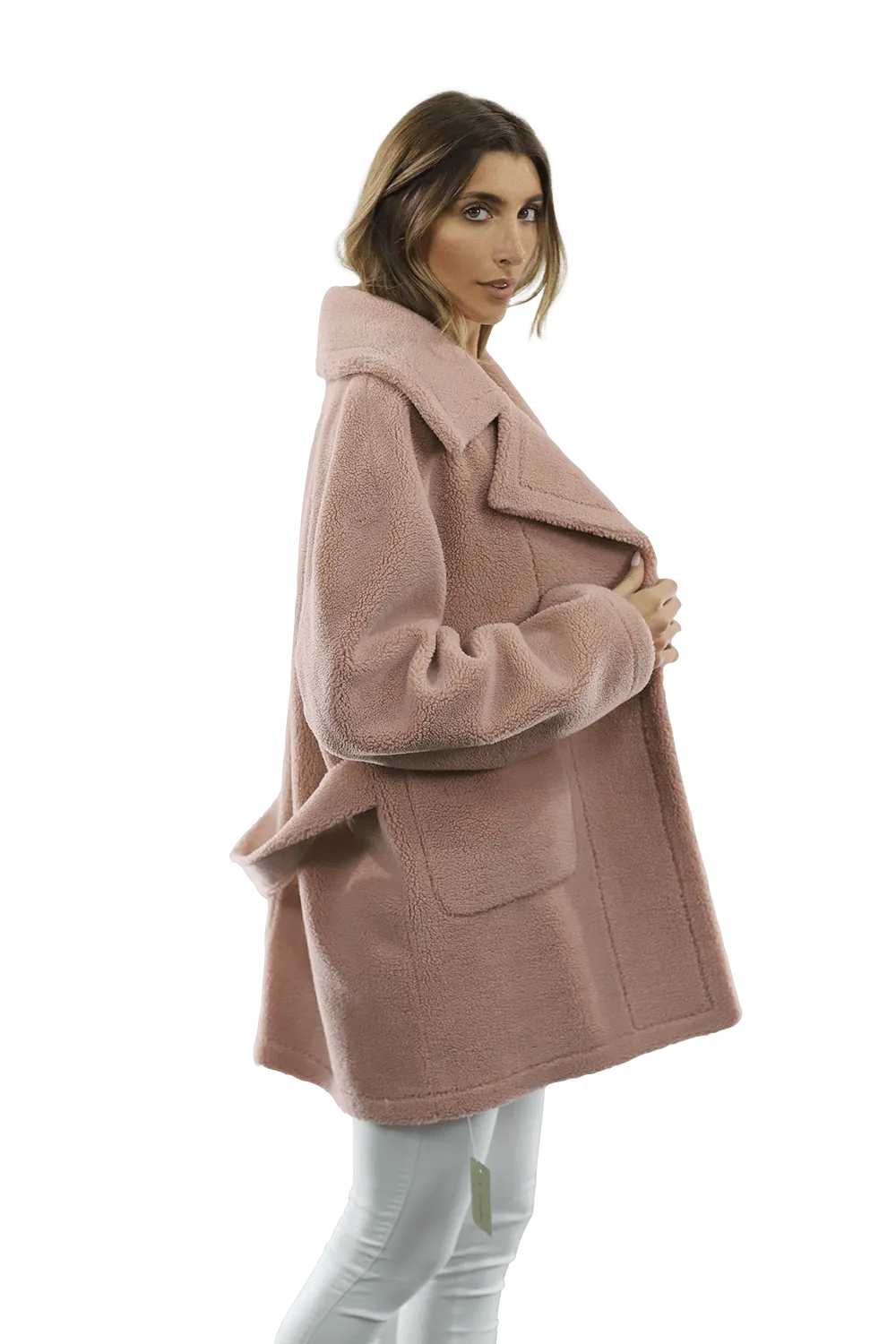 Faux Fur Teddy Coat - Pink