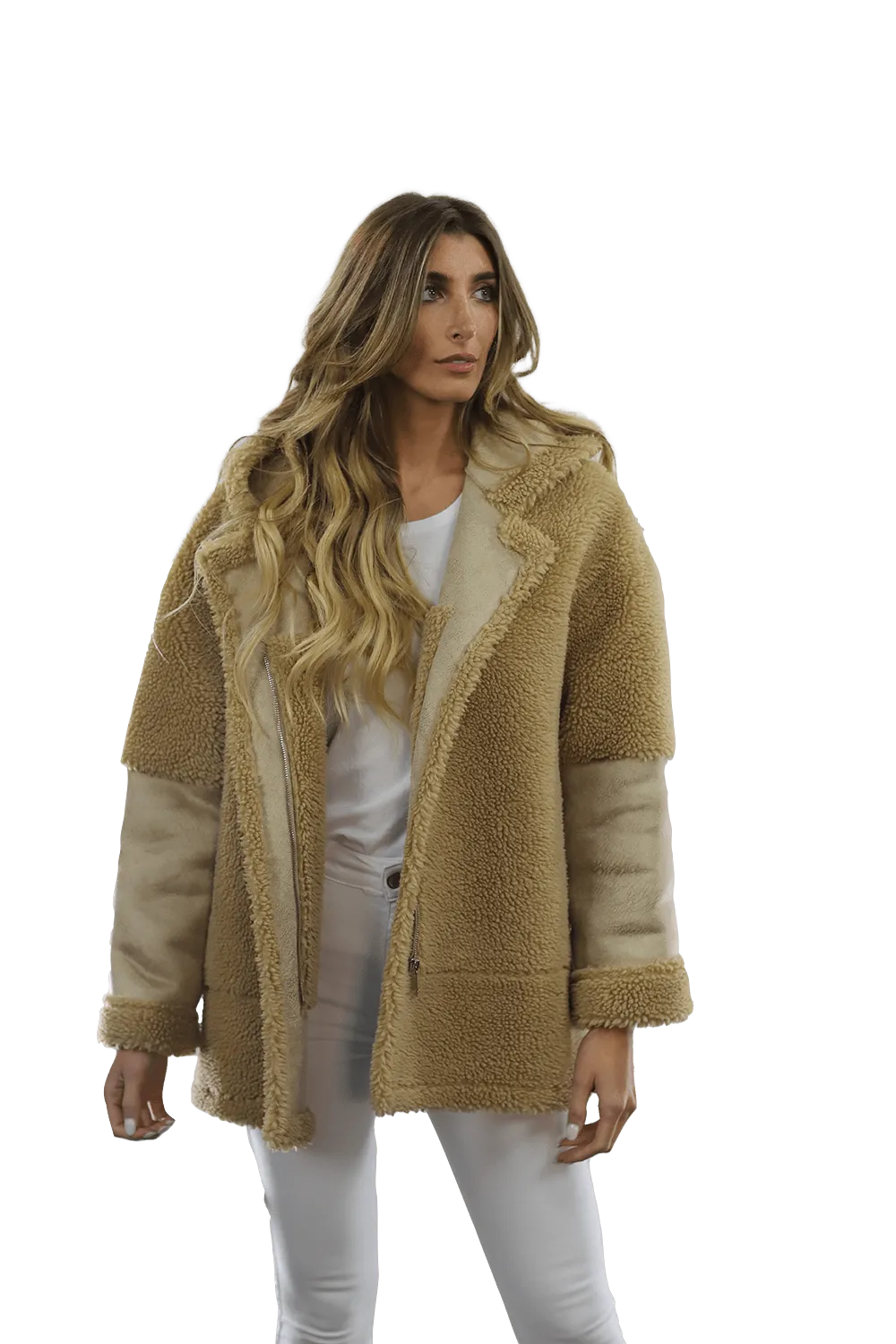 Faux Fur Teddy Coat with Hood