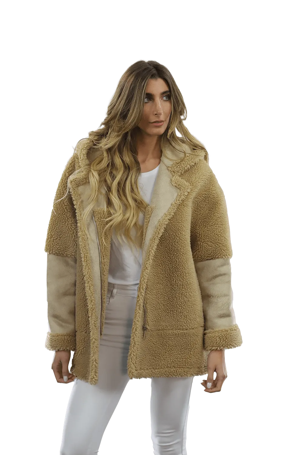 Faux Fur Teddy Coat with Hood