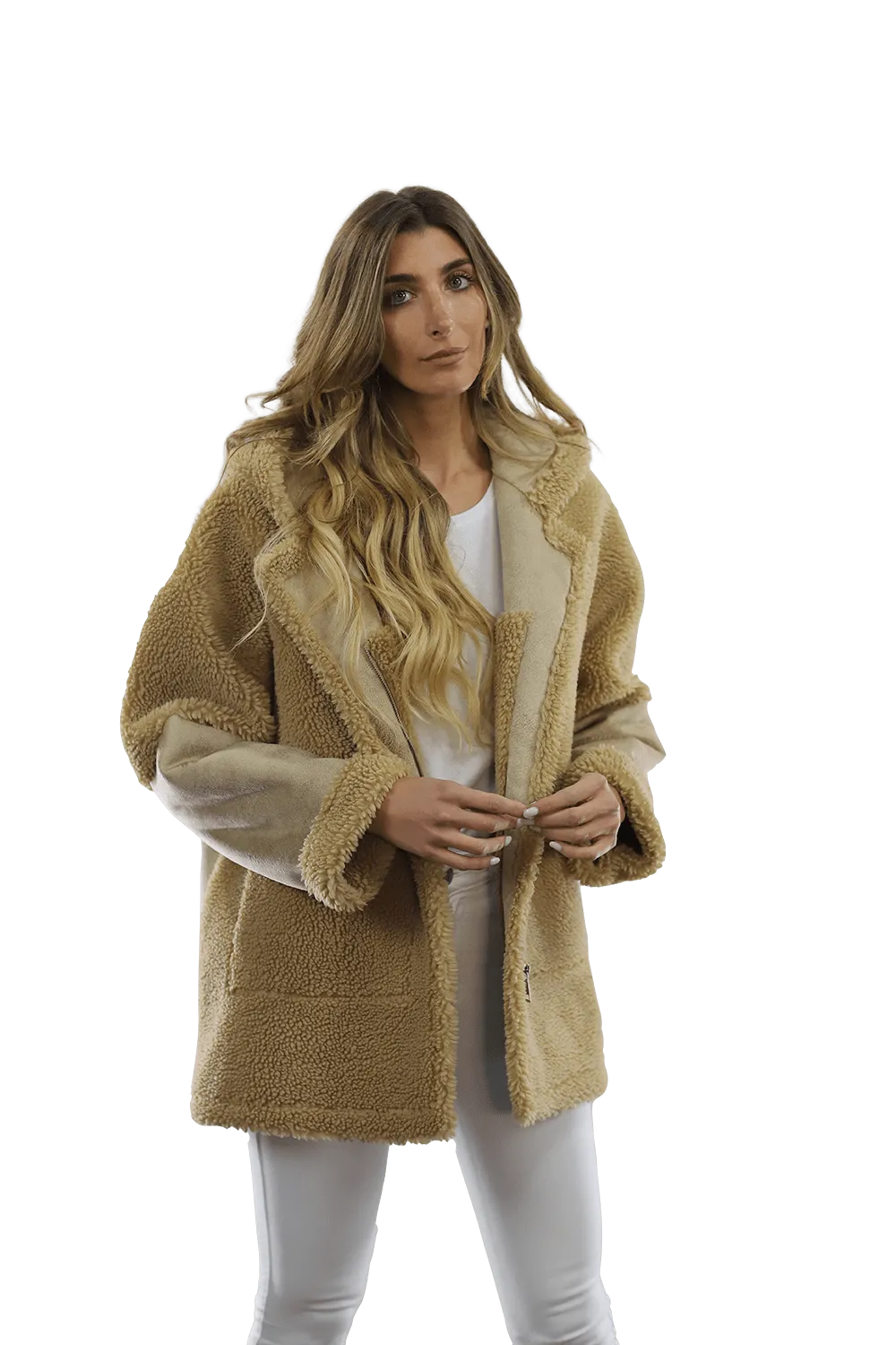 Faux Fur Teddy Coat with Hood