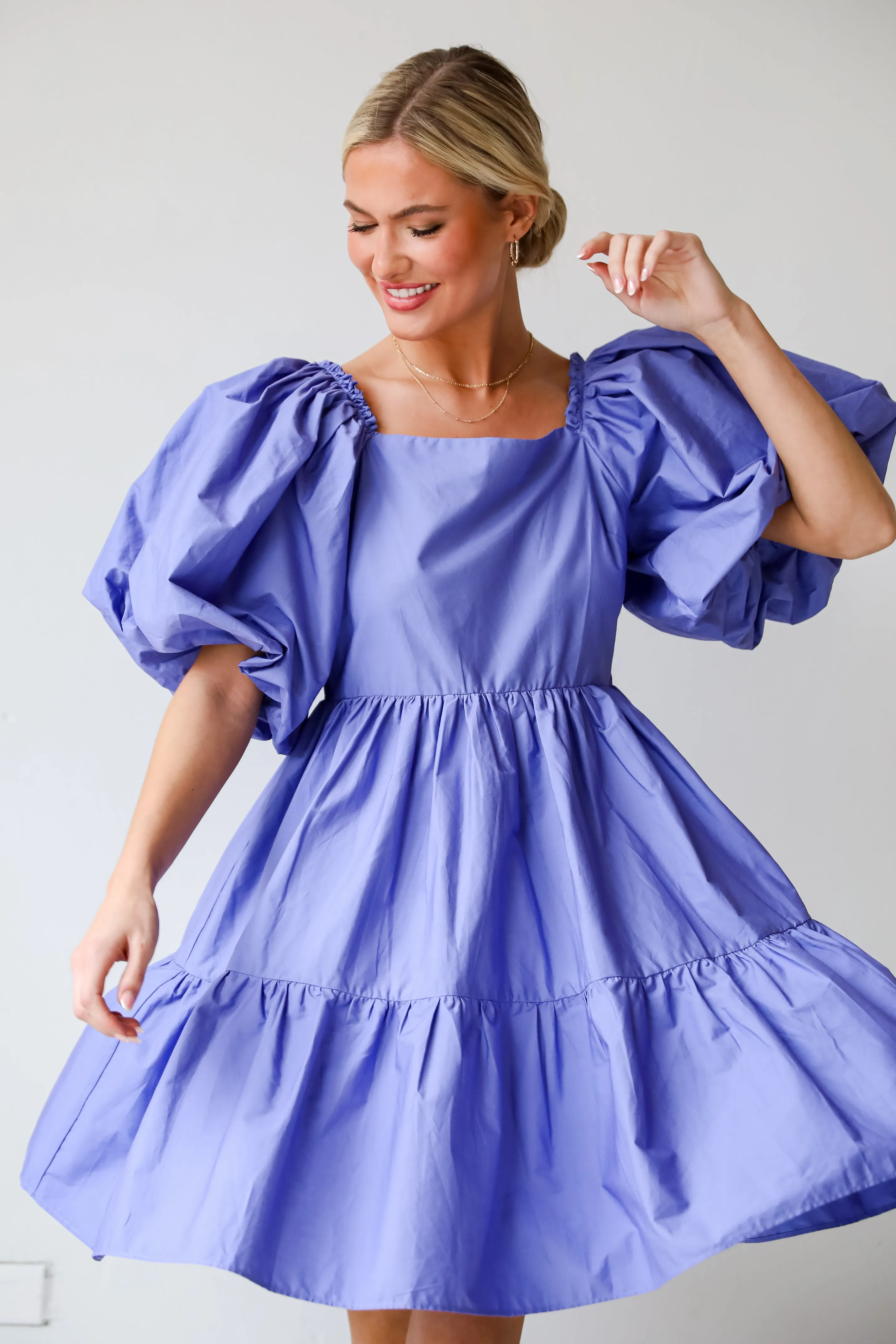 FINAL SALE - Dreamiest Darling Lilac Puff Sleeve Babydoll Mini Dress