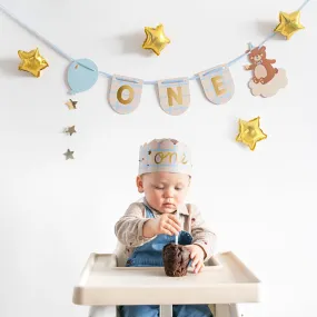 First Birthday Teddy Bear Chair Banner & Crown