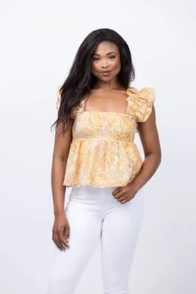 Gilner Farrar Valerie Top in Sunshine Print