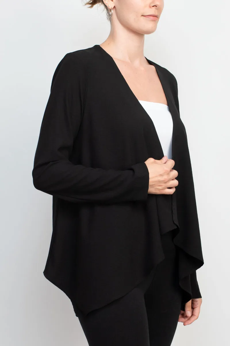 Grace Open Front Long Sleeve Solid Crepe Jacket