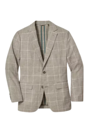 Grey Windowpane Notch Lape Single Breasted Jacket