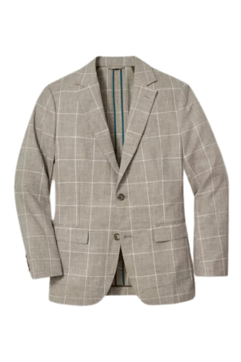 Grey Windowpane Notch Lape Single Breasted Jacket