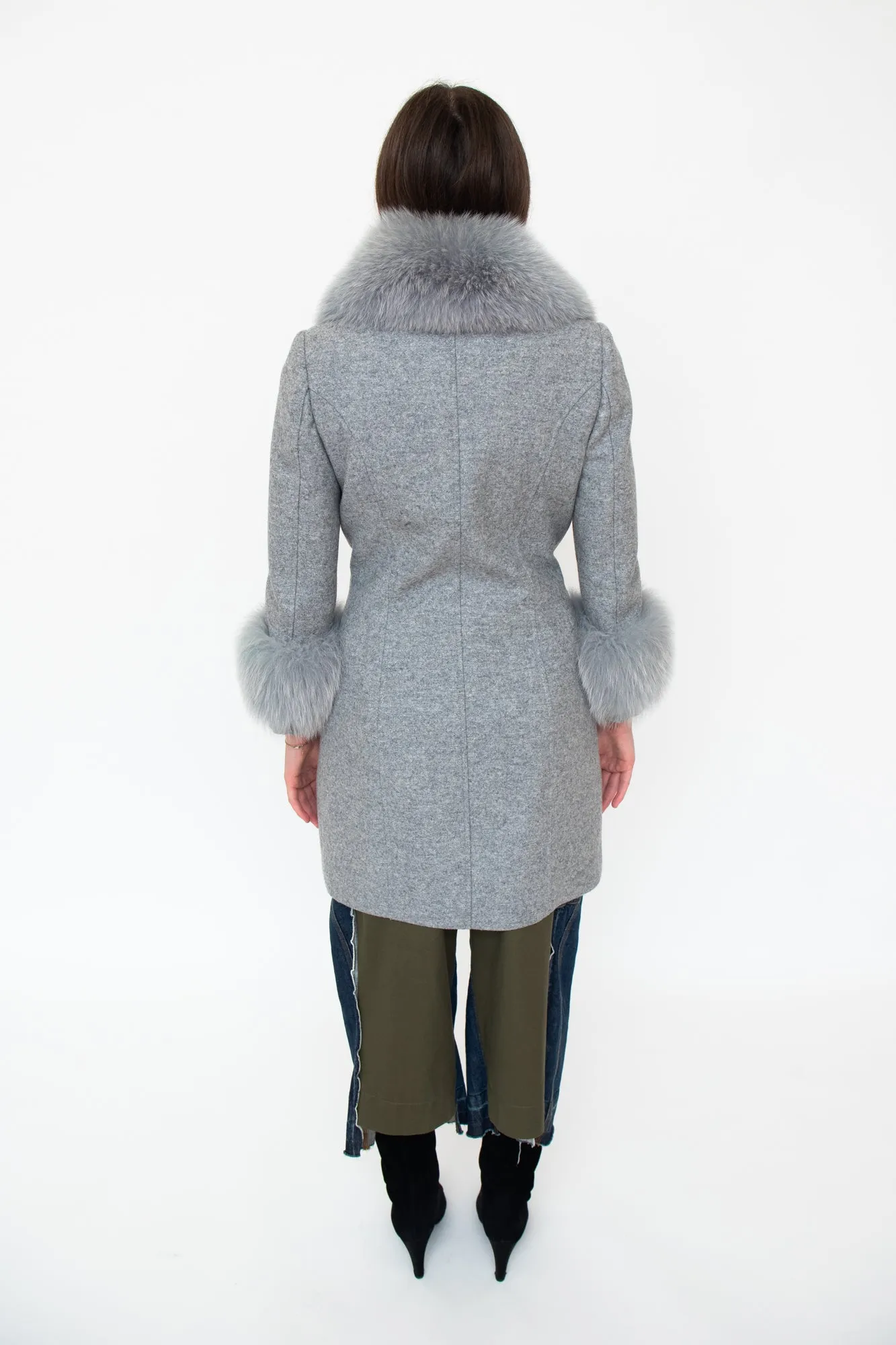 Grey Wool   Fur Peacoat