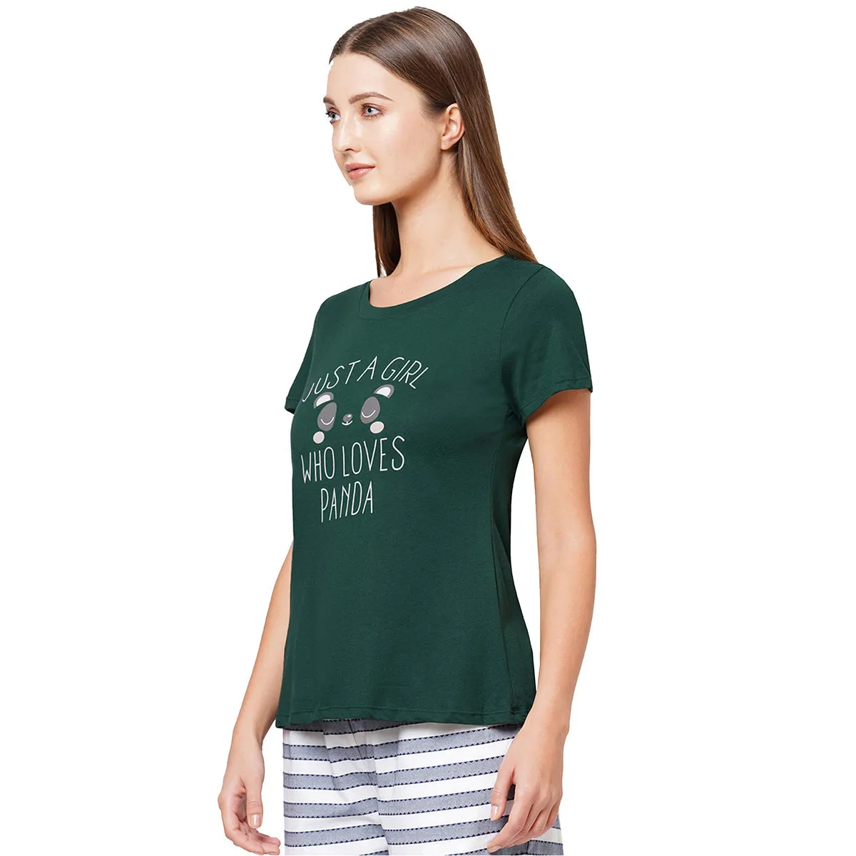 Half Sleeve Printed Soft Cotton Modal Lounge T-shirt-NT-120