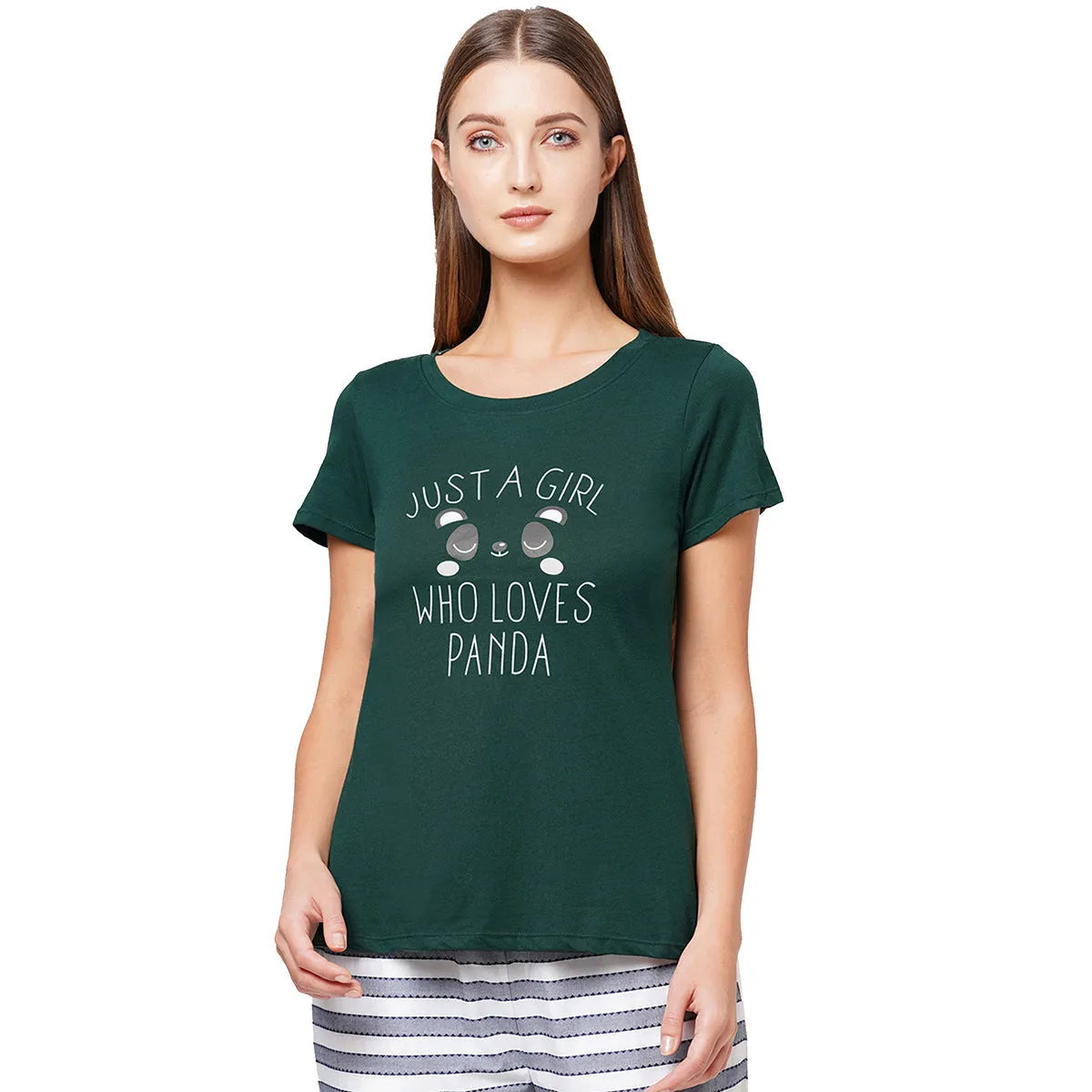 Half Sleeve Printed Soft Cotton Modal Lounge T-shirt-NT-120