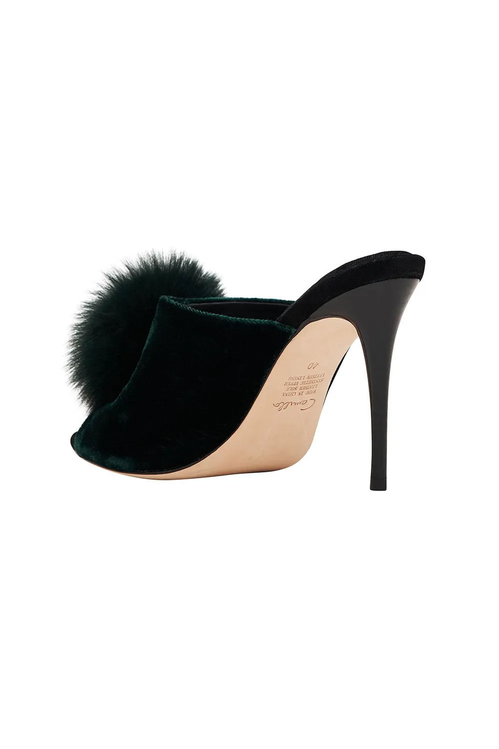 HEELED MULE LUXE EMERALD