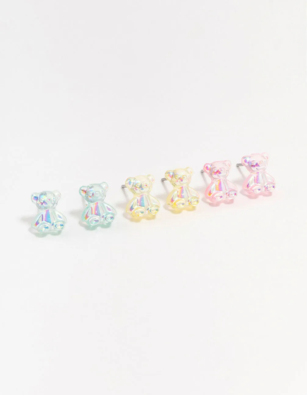 Holographic Teddy Stud Earrings 3-Pack