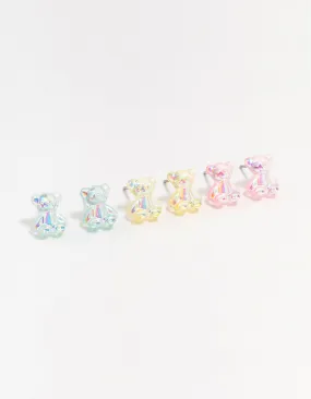 Holographic Teddy Stud Earrings 3-Pack