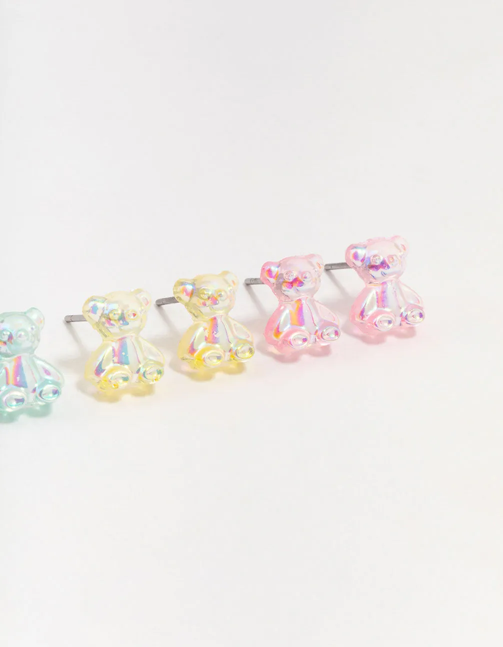 Holographic Teddy Stud Earrings 3-Pack