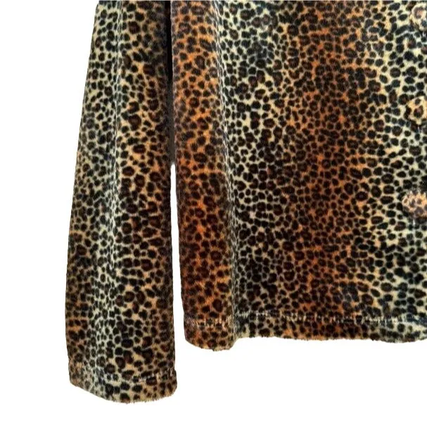 Impressions Lifestyle Vintage 80s Velour Animal Print Mob Wife Button Jacket - M