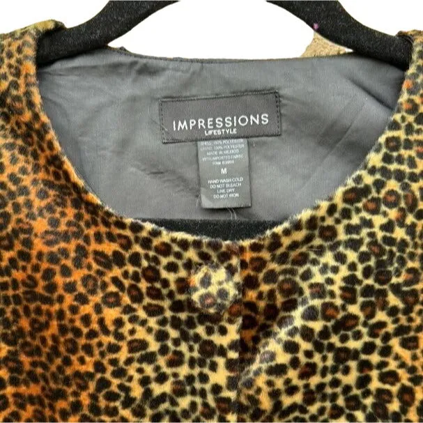 Impressions Lifestyle Vintage 80s Velour Animal Print Mob Wife Button Jacket - M