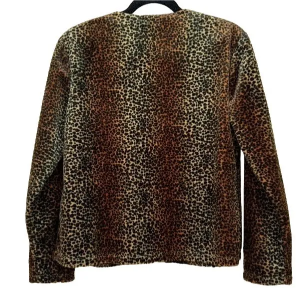 Impressions Lifestyle Vintage 80s Velour Animal Print Mob Wife Button Jacket - M