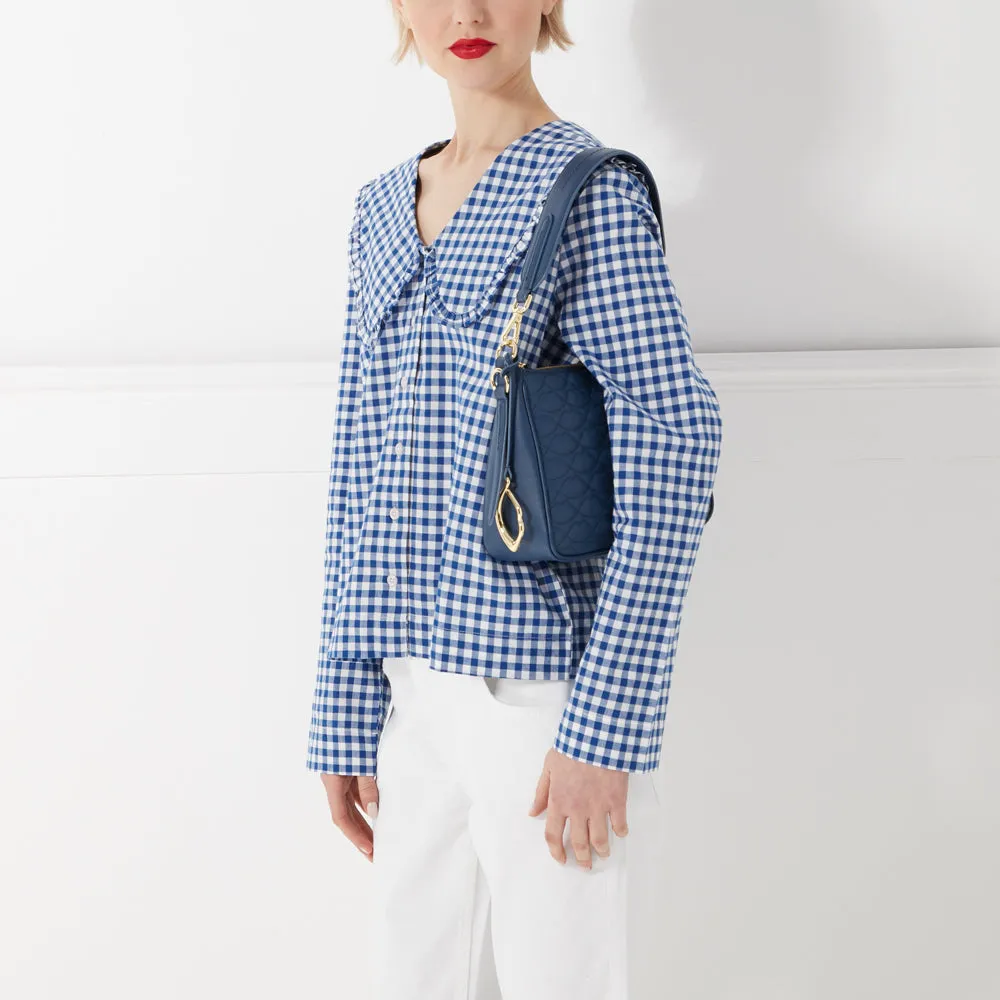 INDIGO QUILTED LIP CALLIE CROSSBODY BAG