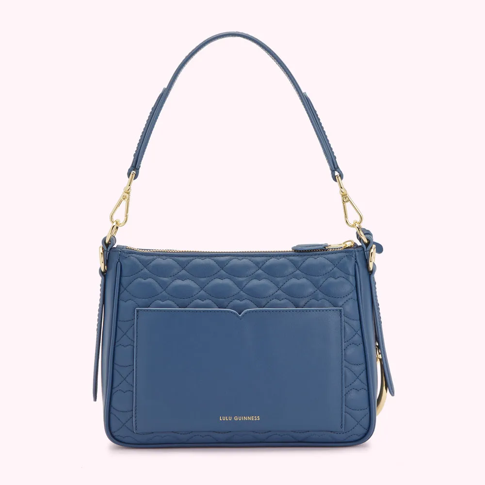 INDIGO QUILTED LIP CALLIE CROSSBODY BAG