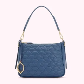 INDIGO QUILTED LIP CALLIE CROSSBODY BAG