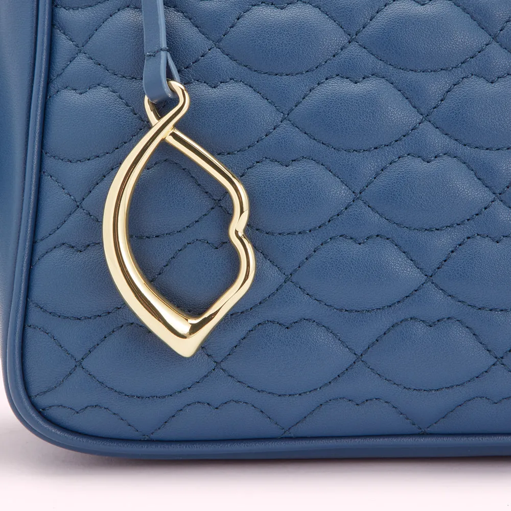 INDIGO QUILTED LIP CALLIE CROSSBODY BAG