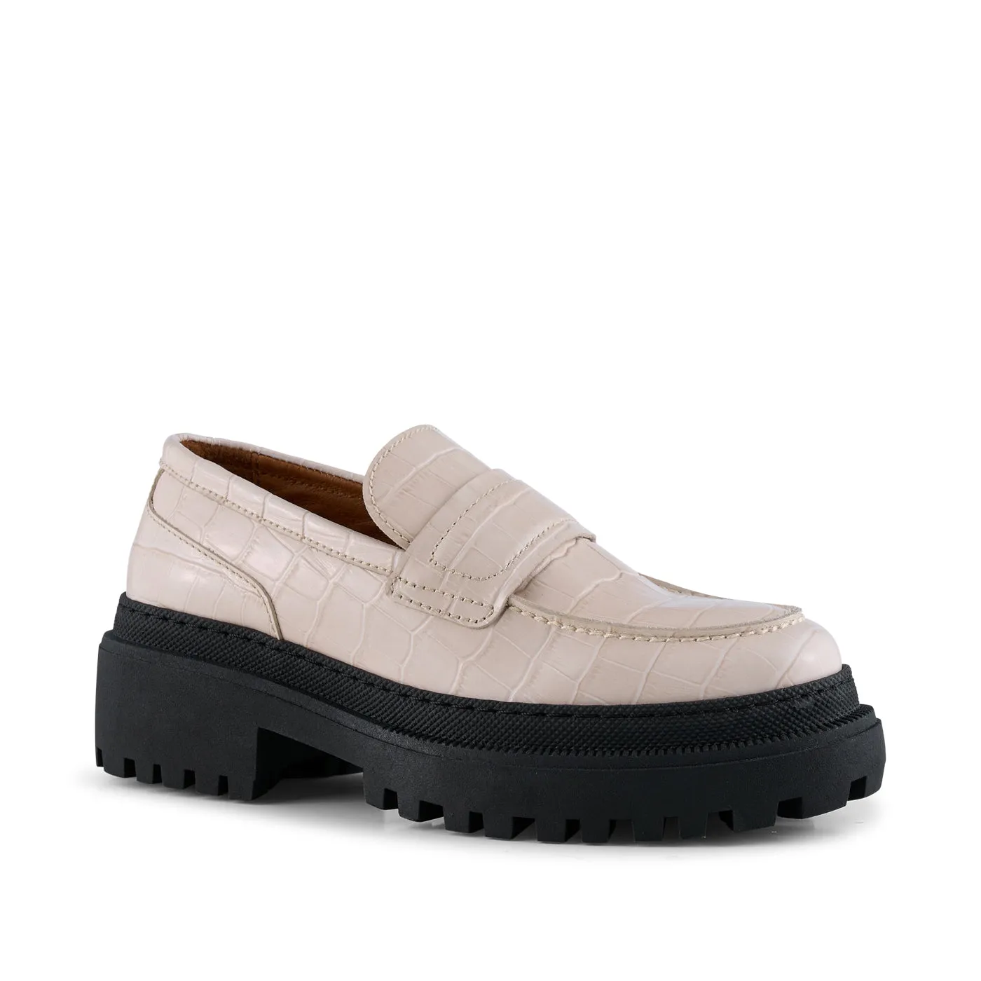 Iona loafer leather - WHITE CROCO