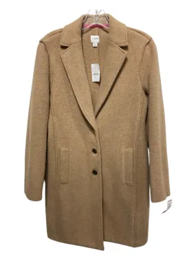 J Crew Size 4 Tan Brown Polyester & Wool Blend 3 Button Pockets Peacoat Coat