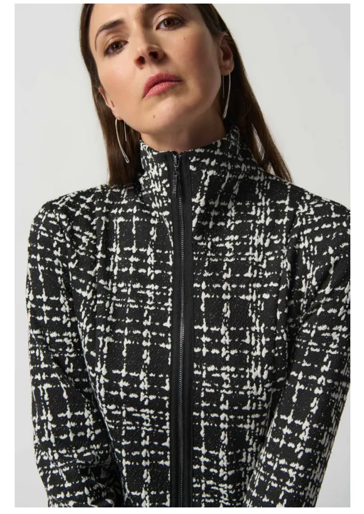 Joseph Ribkoff Black/white plaid coat