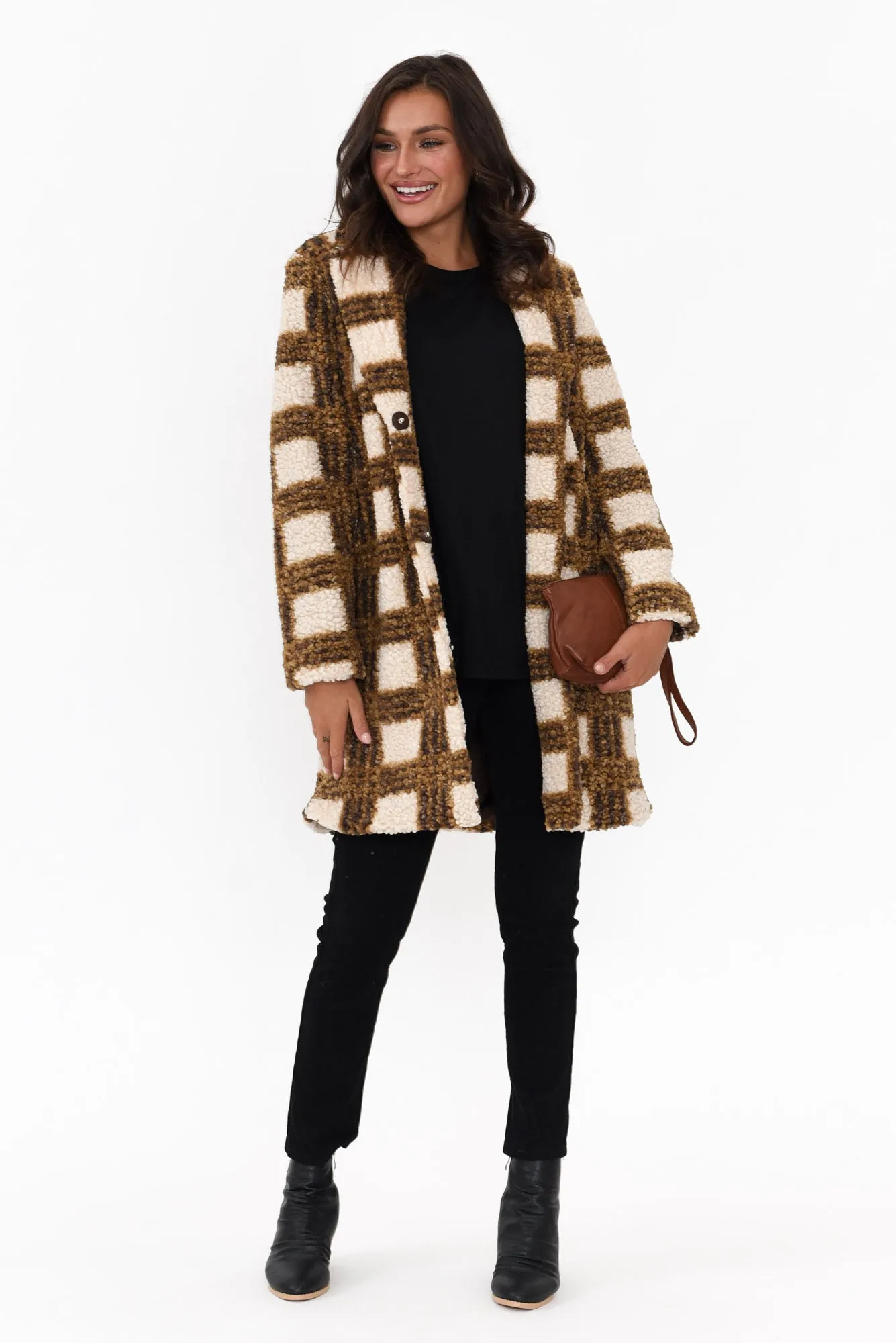 Jungle Caramel Check Coat