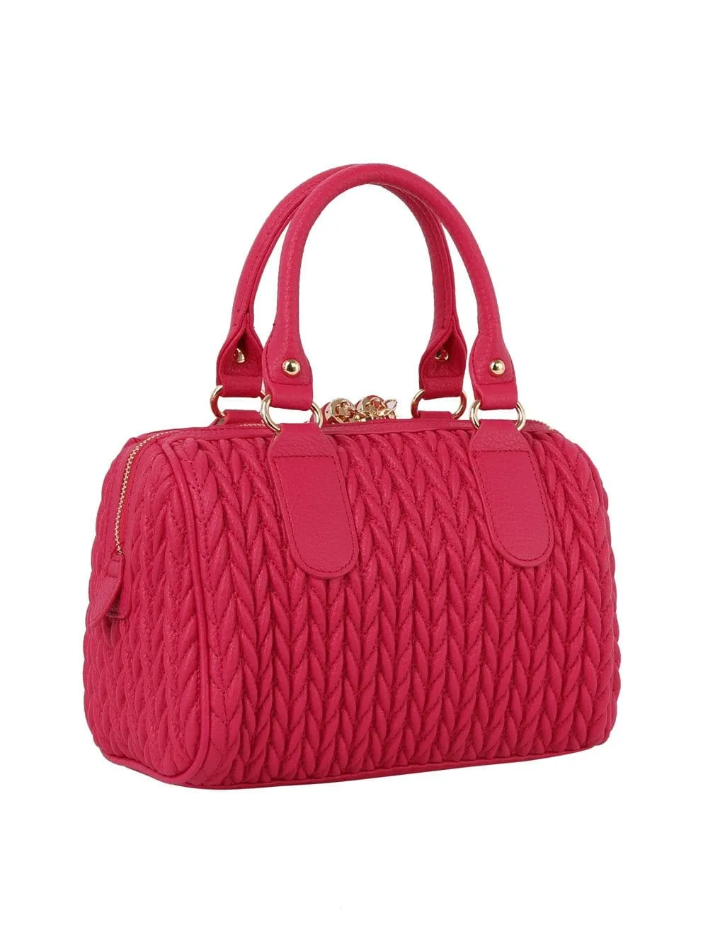 JY0499 Lea Chevron Quilted Satchel With Tassel