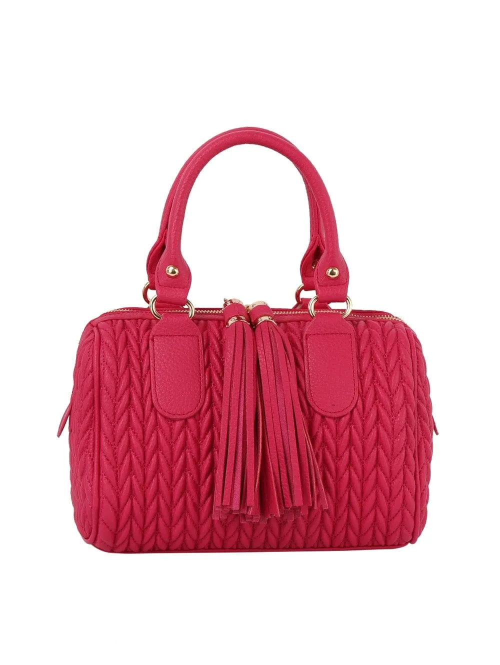 JY0499 Lea Chevron Quilted Satchel With Tassel