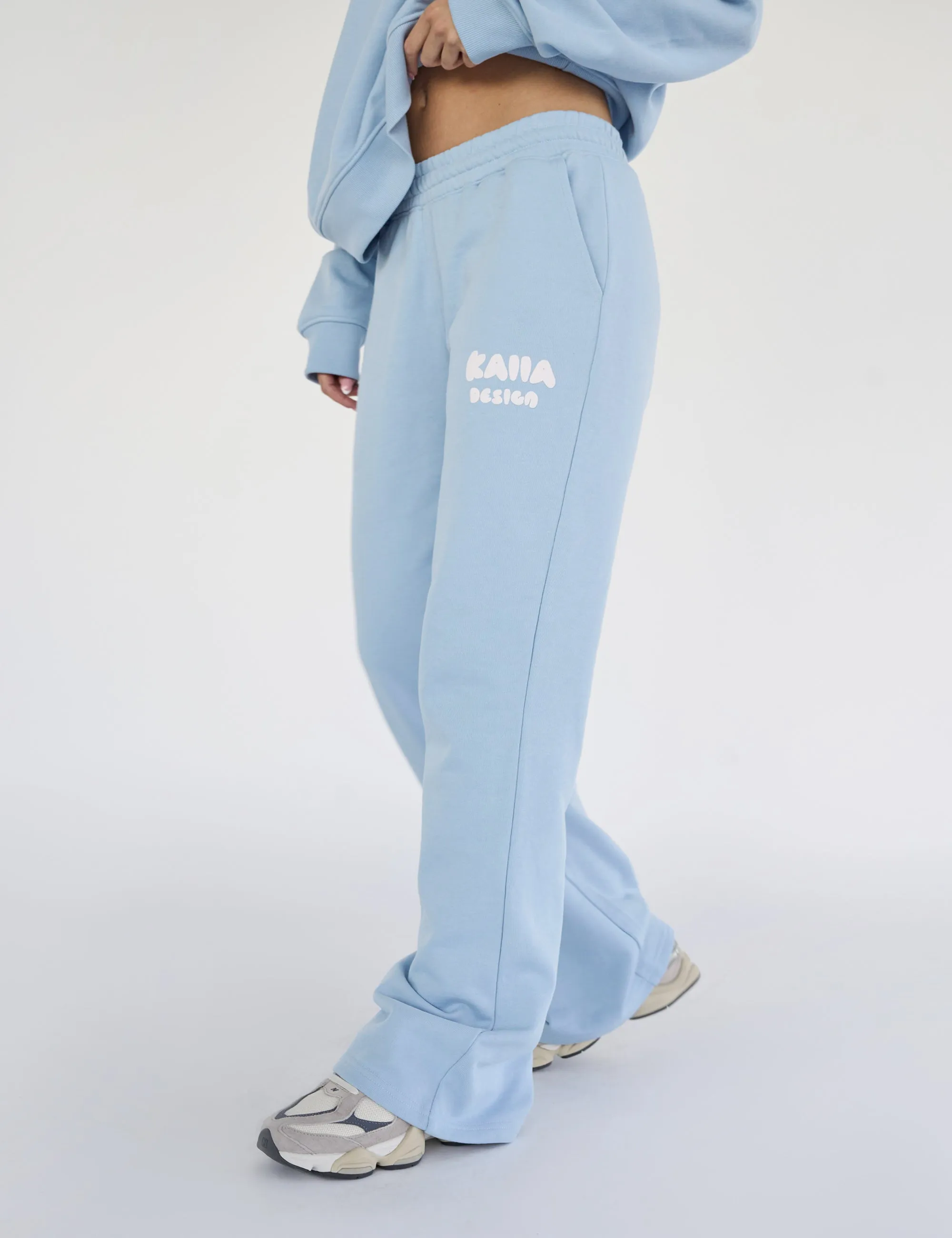 Kaiia Design Bubble Logo Wide Leg Sweat Pants Baby Blue