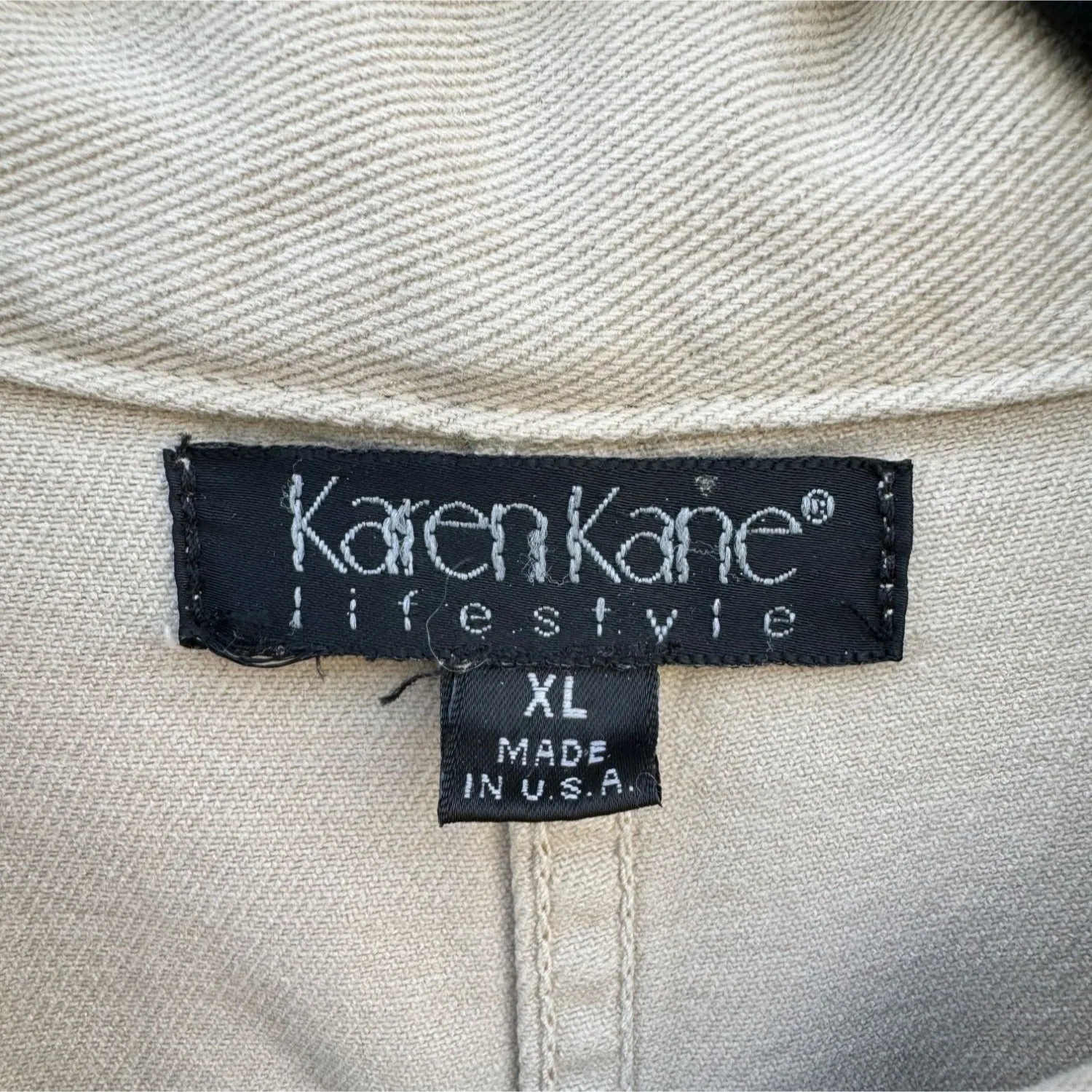 Karen Kane Lifestyle Tan Vintage Denim Button Front Cargo Barn Jean Jacket - XL