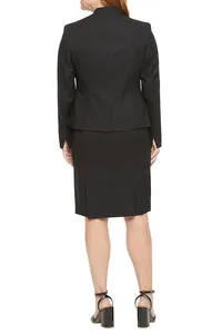 Le Suit Notched Collar 1 Button Jacket With Matching Crepe Skirt (Petite)