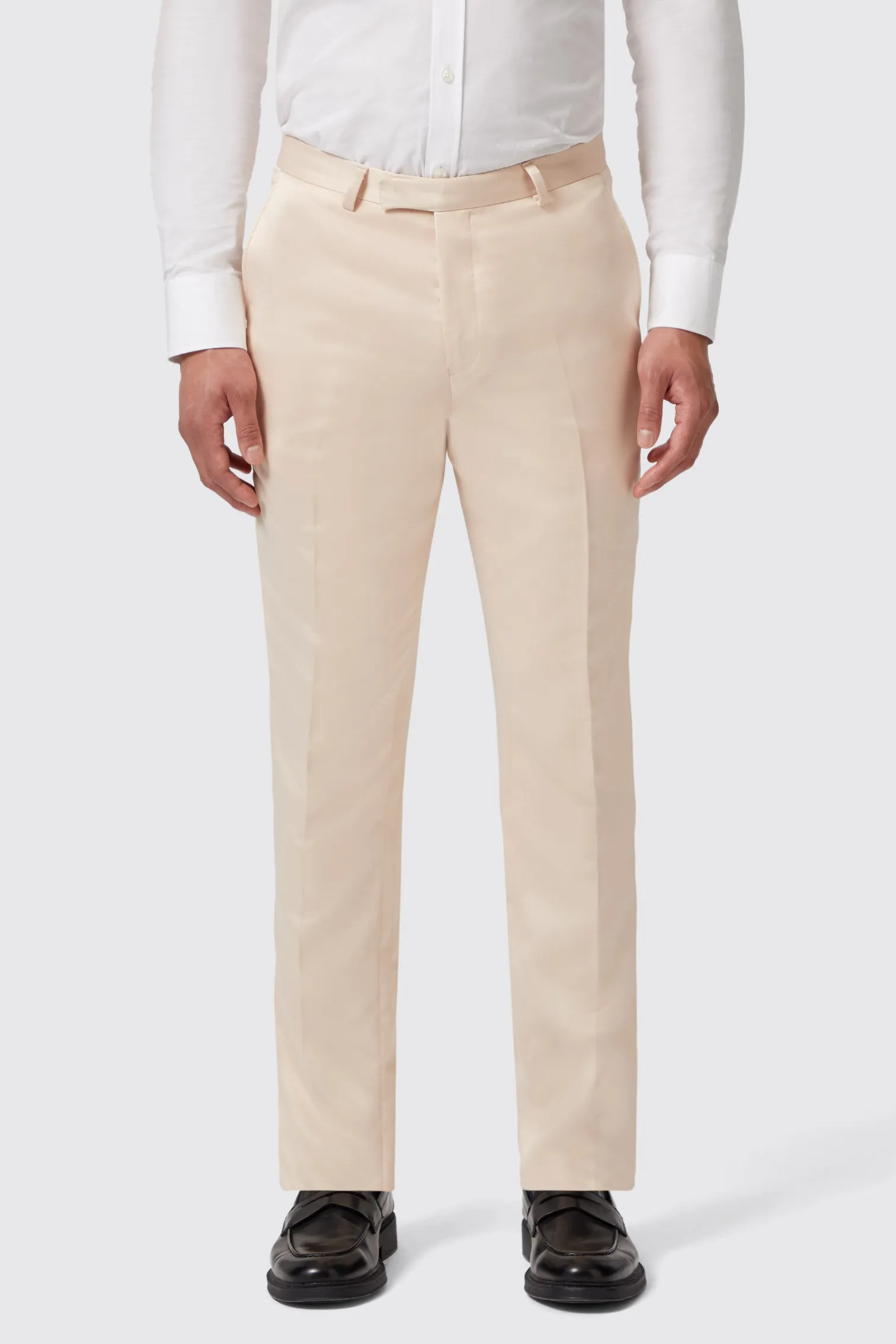 Lewis Skinny Fit Beige Sateen Trousers