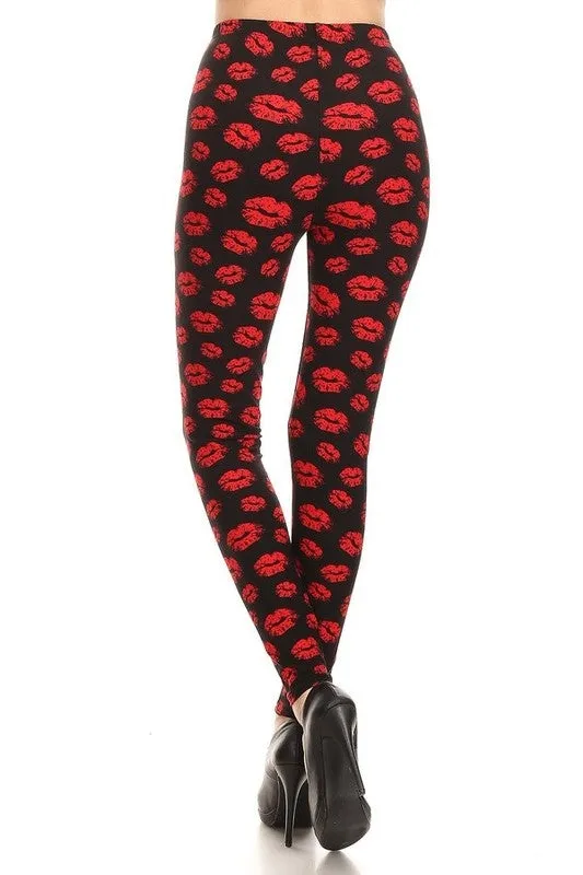 Lipstick Kiss Print Leggings