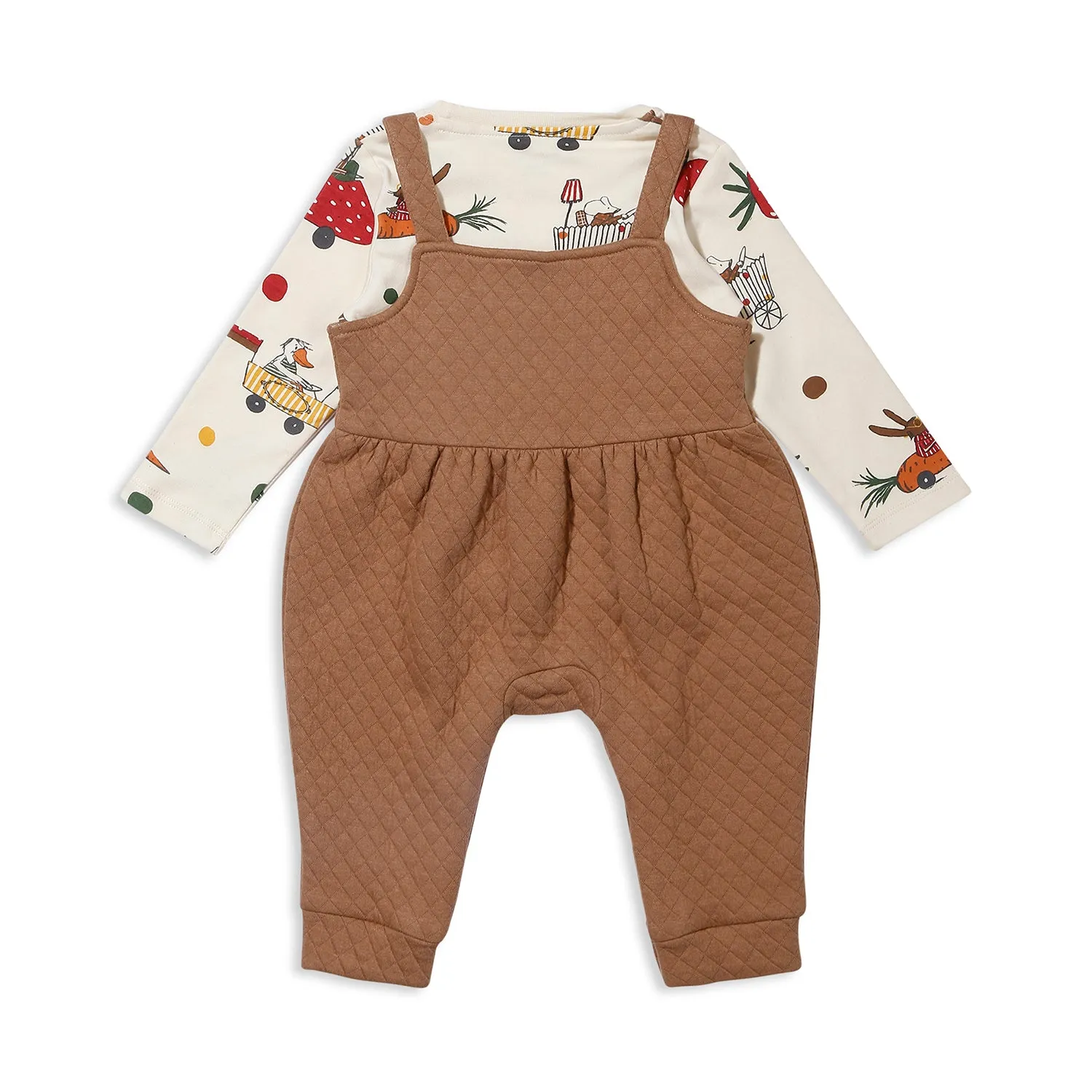 Little Champs Tee With Quilted Dungaree