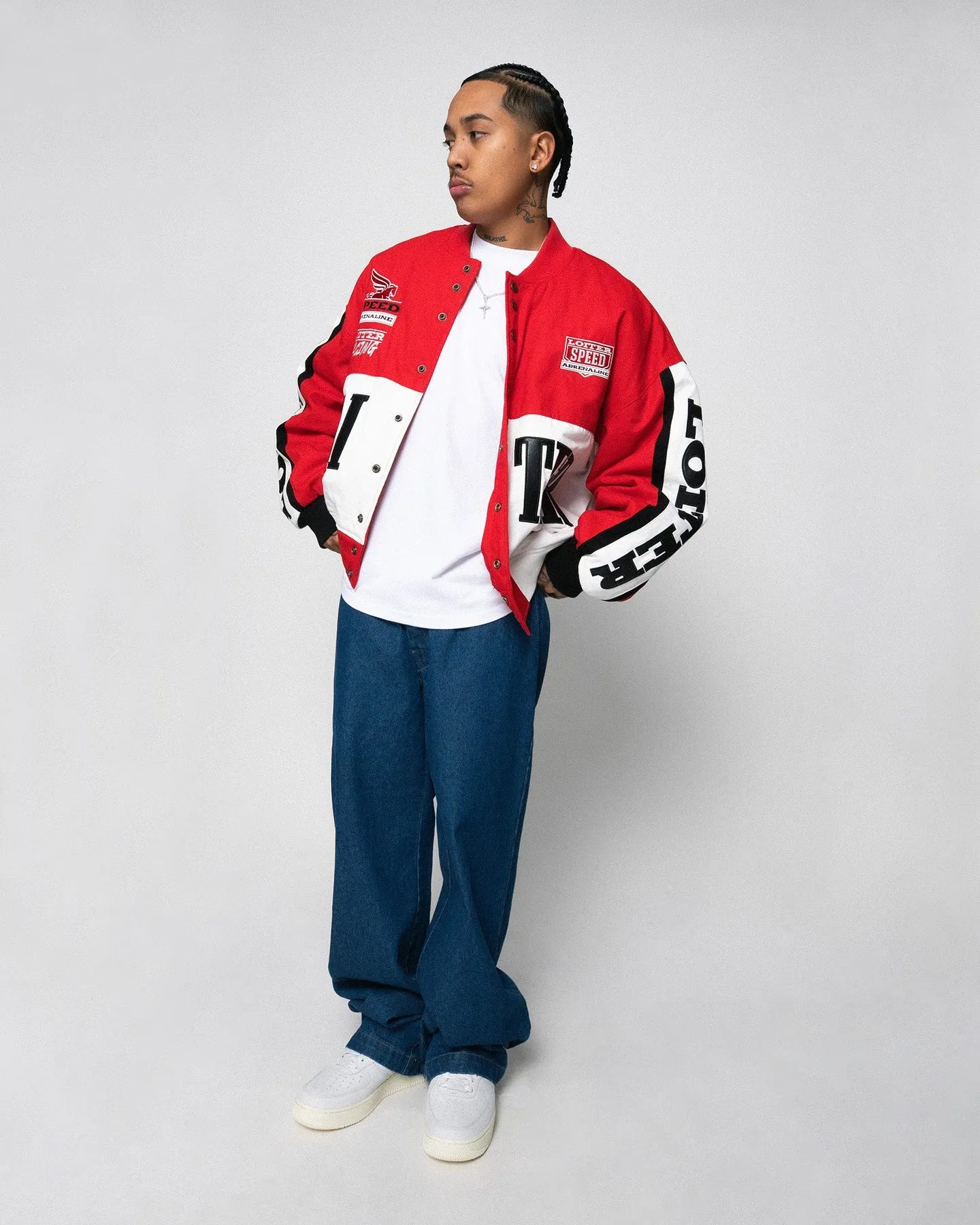 Loiter Motor Sport Jacket Red/Off White