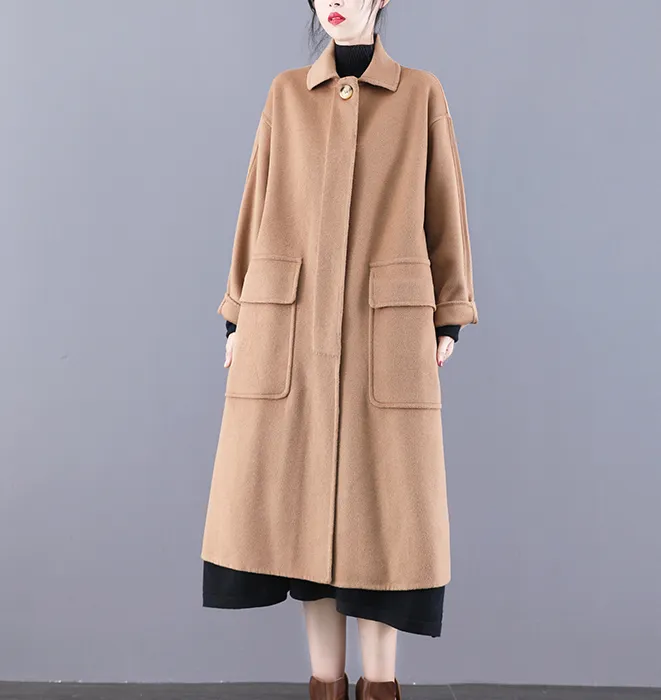 Long Double Face Wool Coat Handmade Long Warm Long Women Wool Coat Jacket/5600