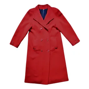 Long Red Wool Trench Coat | Large