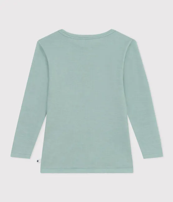 Long-sleeved Wool/Cotton T-shirt - Green