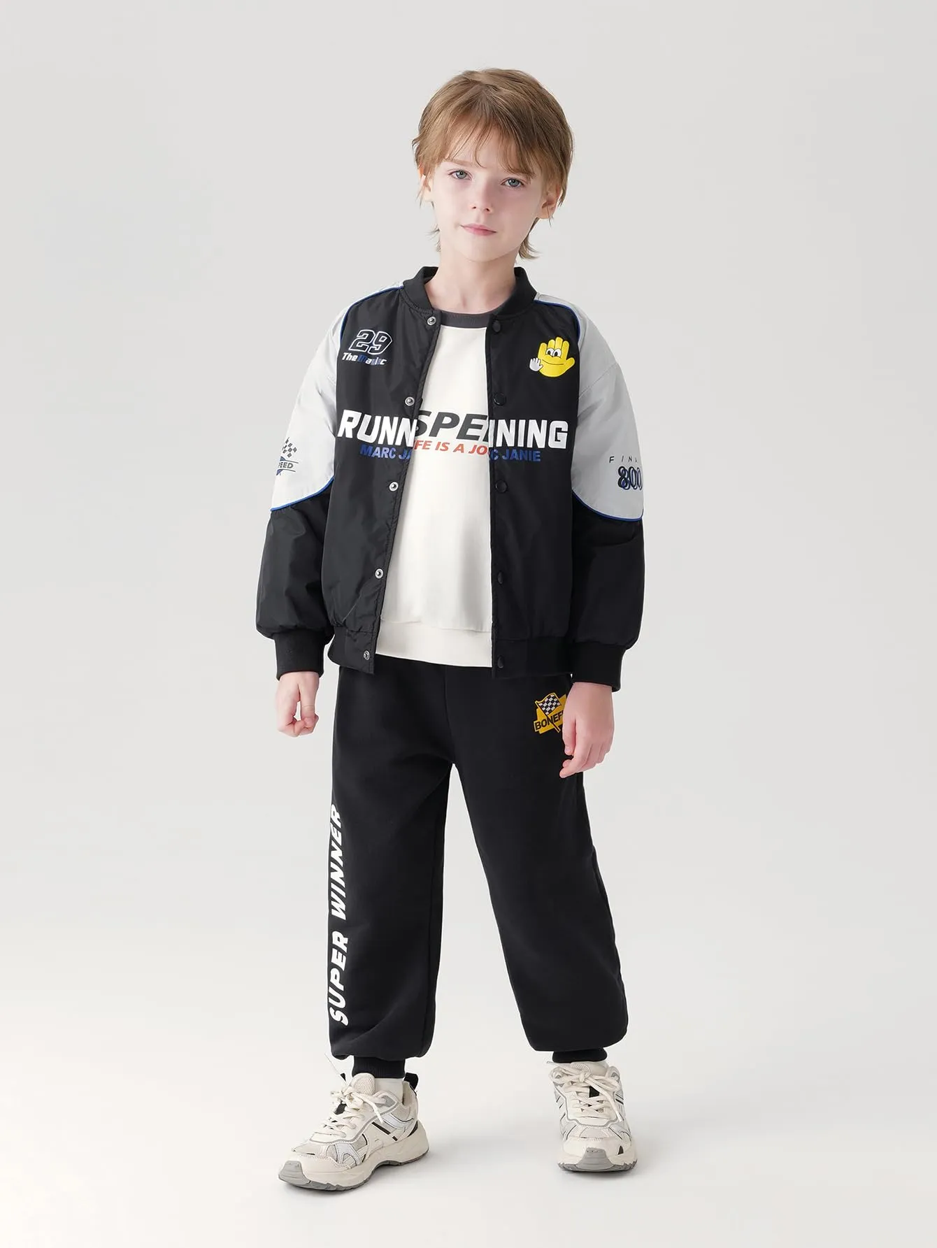 MARC & JANIE Boys Functional Racing Baseball Jacket 241193