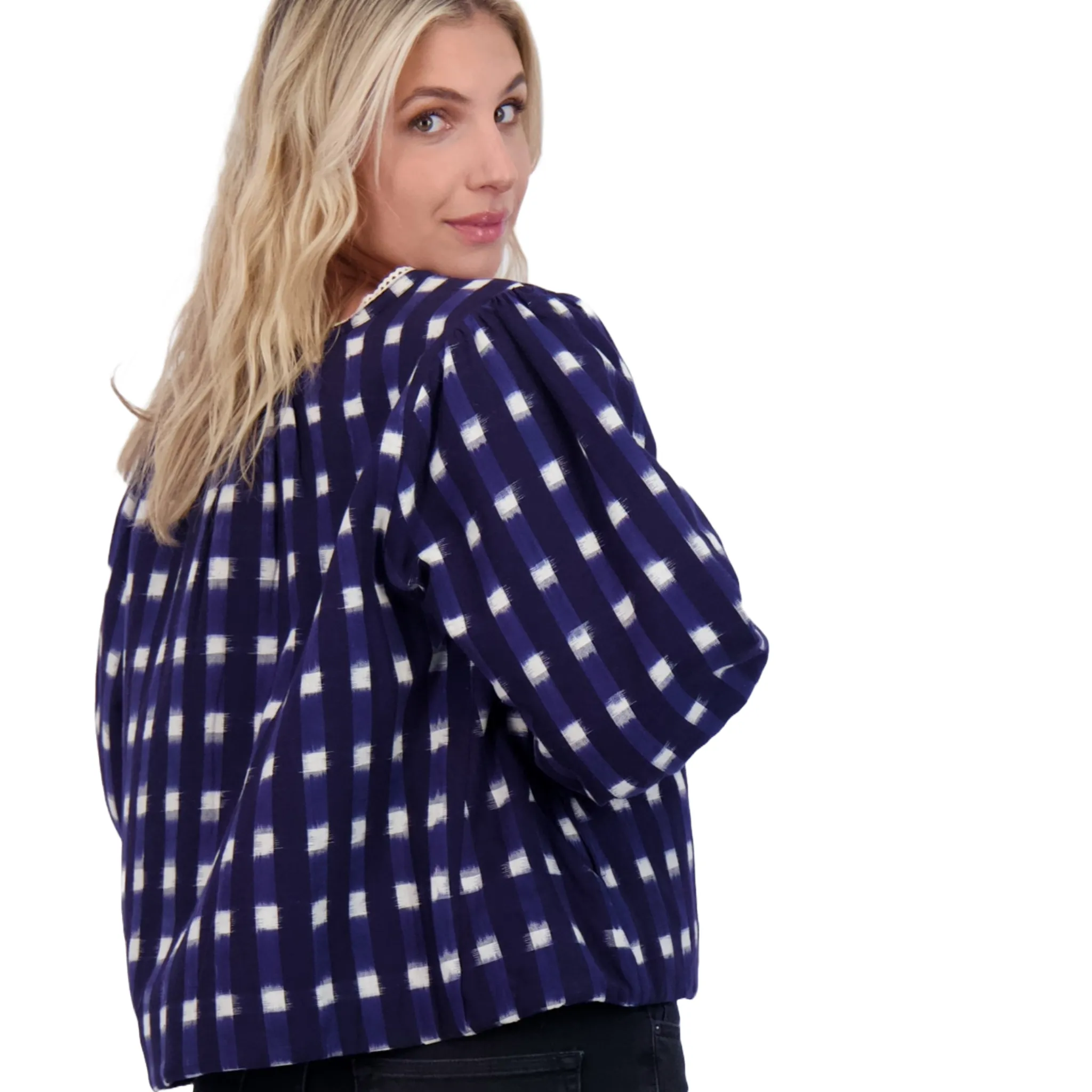 Marisol Boho Jacket in Midnight Navy Ikat