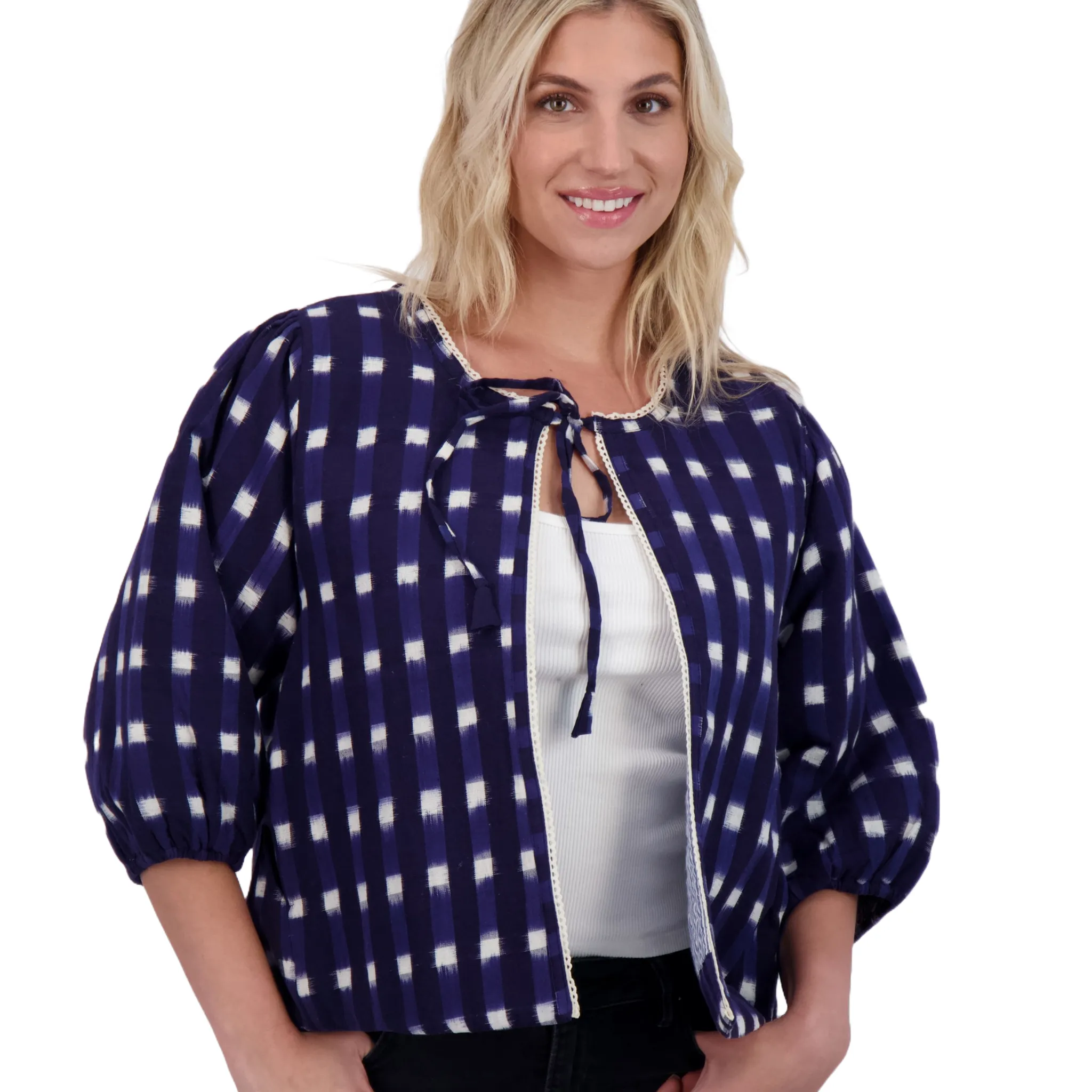 Marisol Boho Jacket in Midnight Navy Ikat