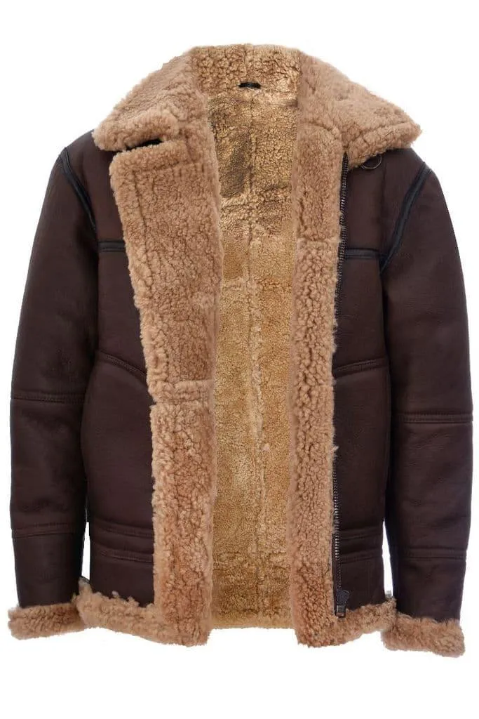 Men's Classic Brown Vintage Sheepskin Flying Jacket