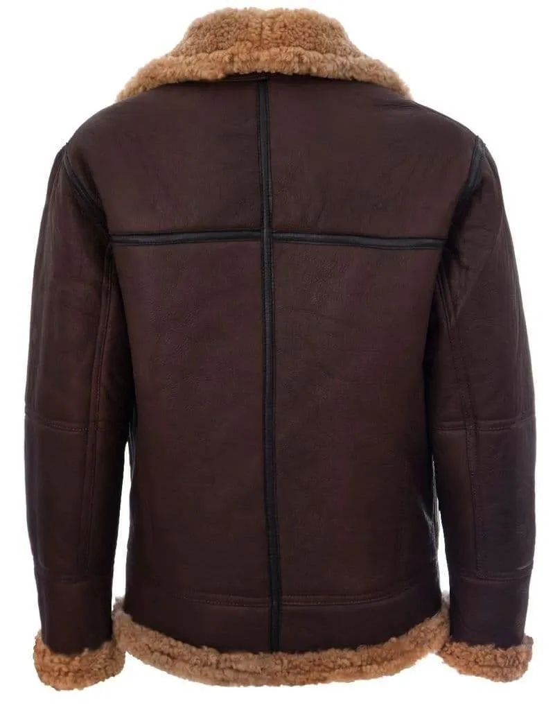 Men's Classic Brown Vintage Sheepskin Flying Jacket