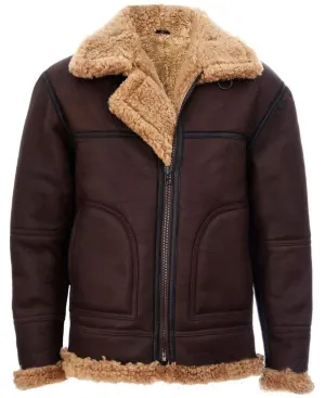 Men's Classic Brown Vintage Sheepskin Flying Jacket