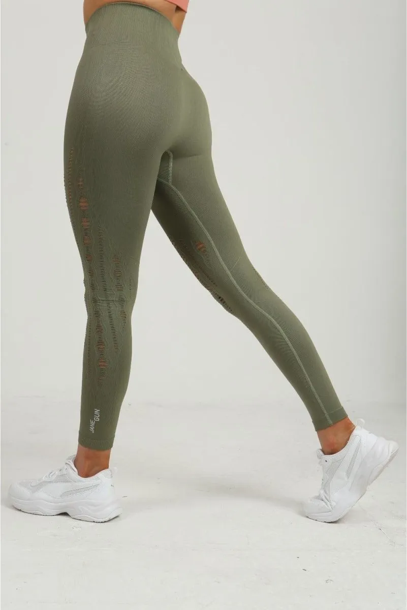 Mesh Leggings - Khaki Green